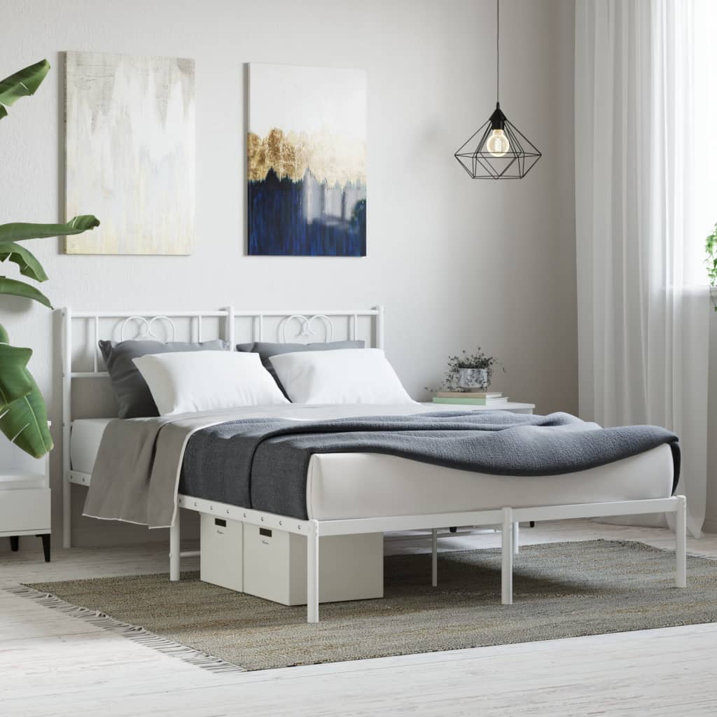 Estrutura de cama com cabeceira 120x190 cm metal branco