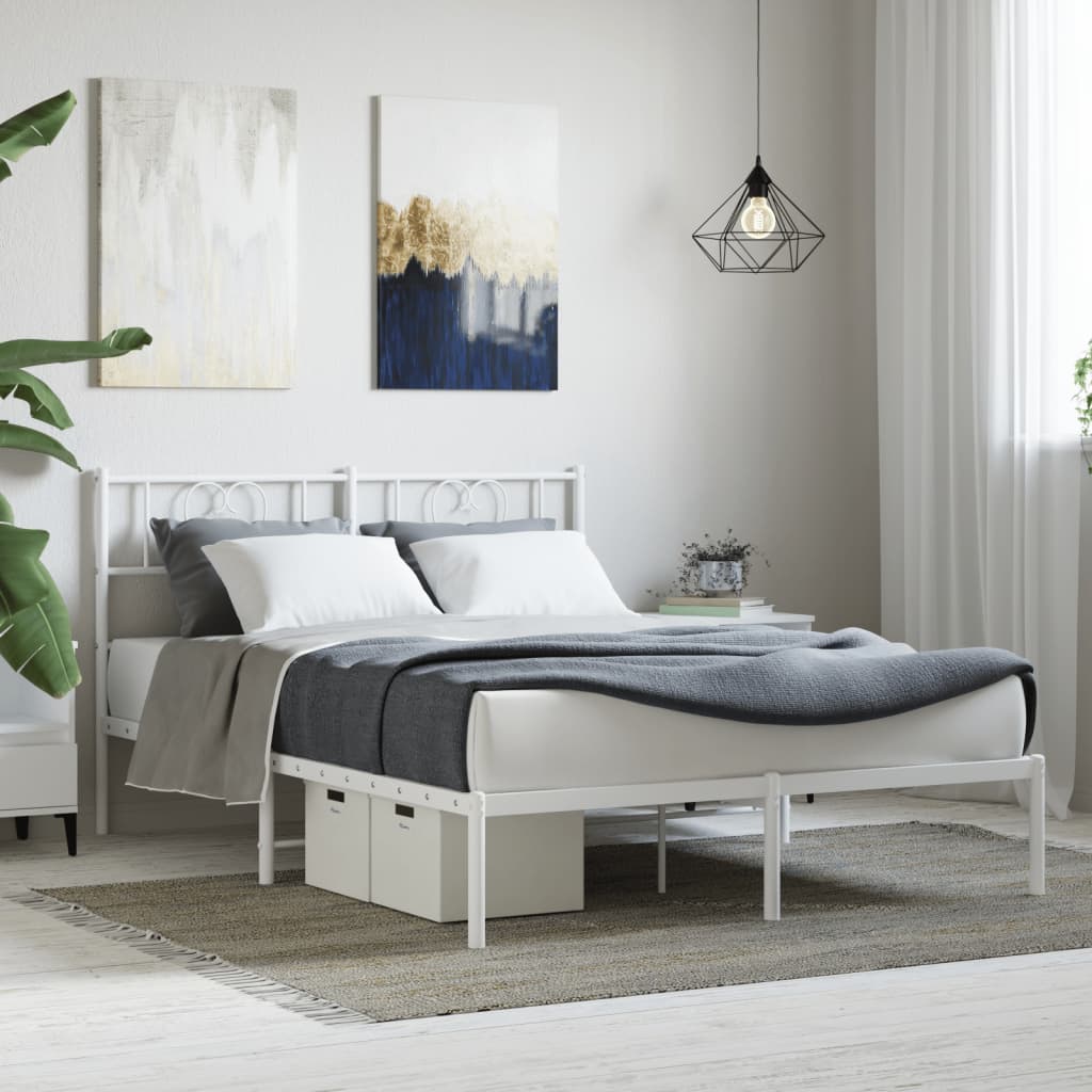 Estrutura de cama com cabeceira 140x200 cm metal branco