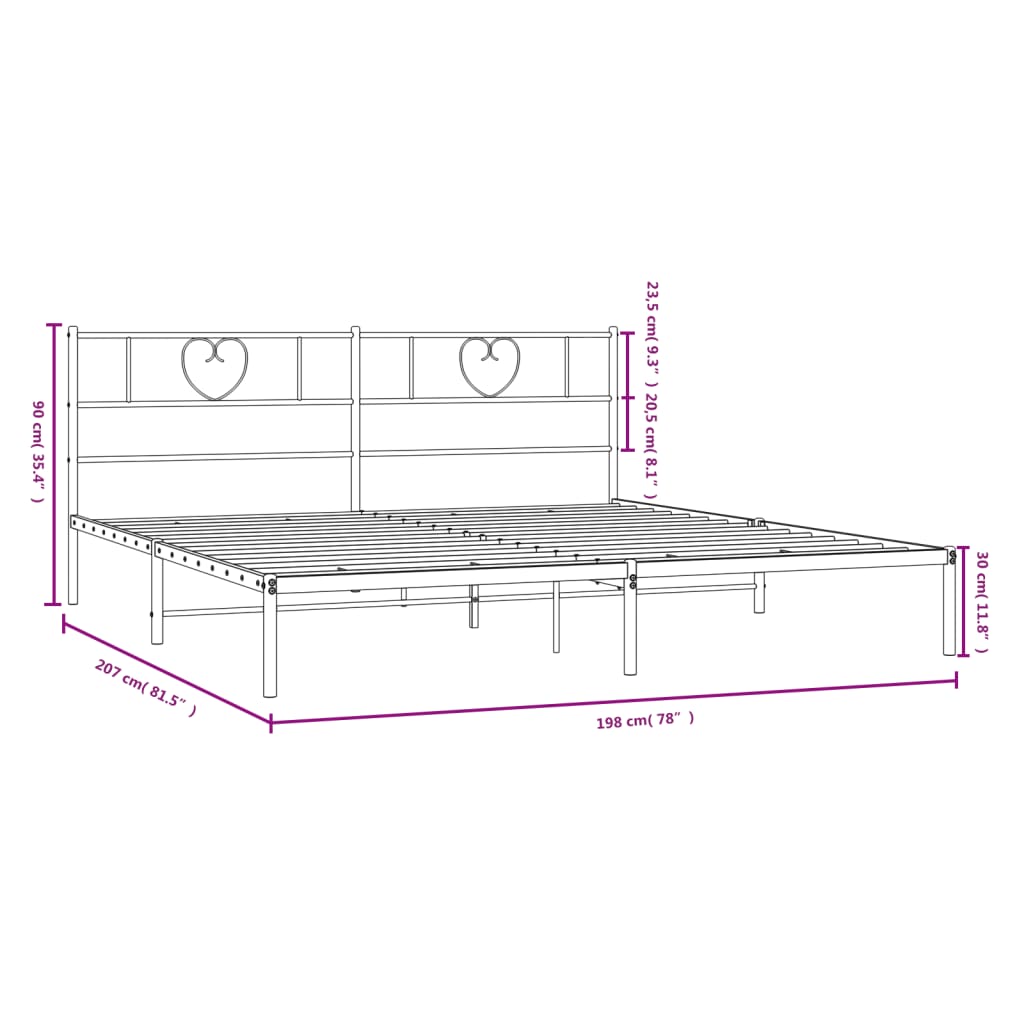 Estrutura de cama com cabeceira 193x203 cm metal branco