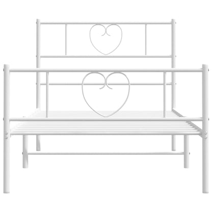 Estrutura de cama com cabeceira e pés 90x190 cm metal branco