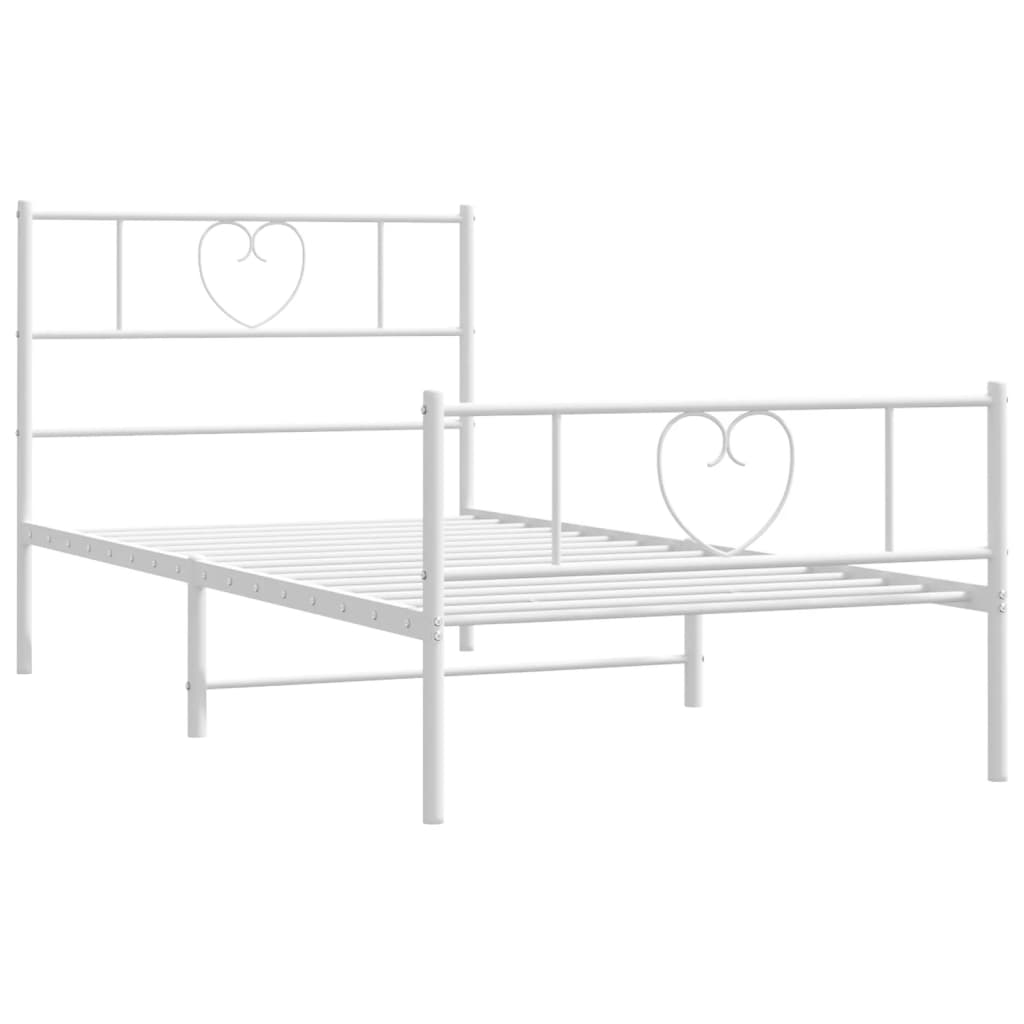 Estrutura de cama com cabeceira e pés 90x190 cm metal branco