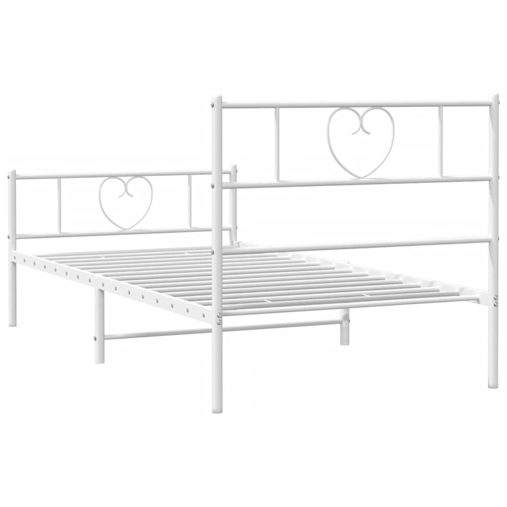 Estrutura de cama com cabeceira e pés 90x190 cm metal branco