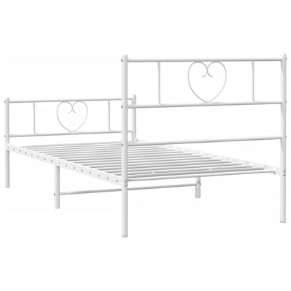 Estrutura de cama com cabeceira e pés 90x190 cm metal branco