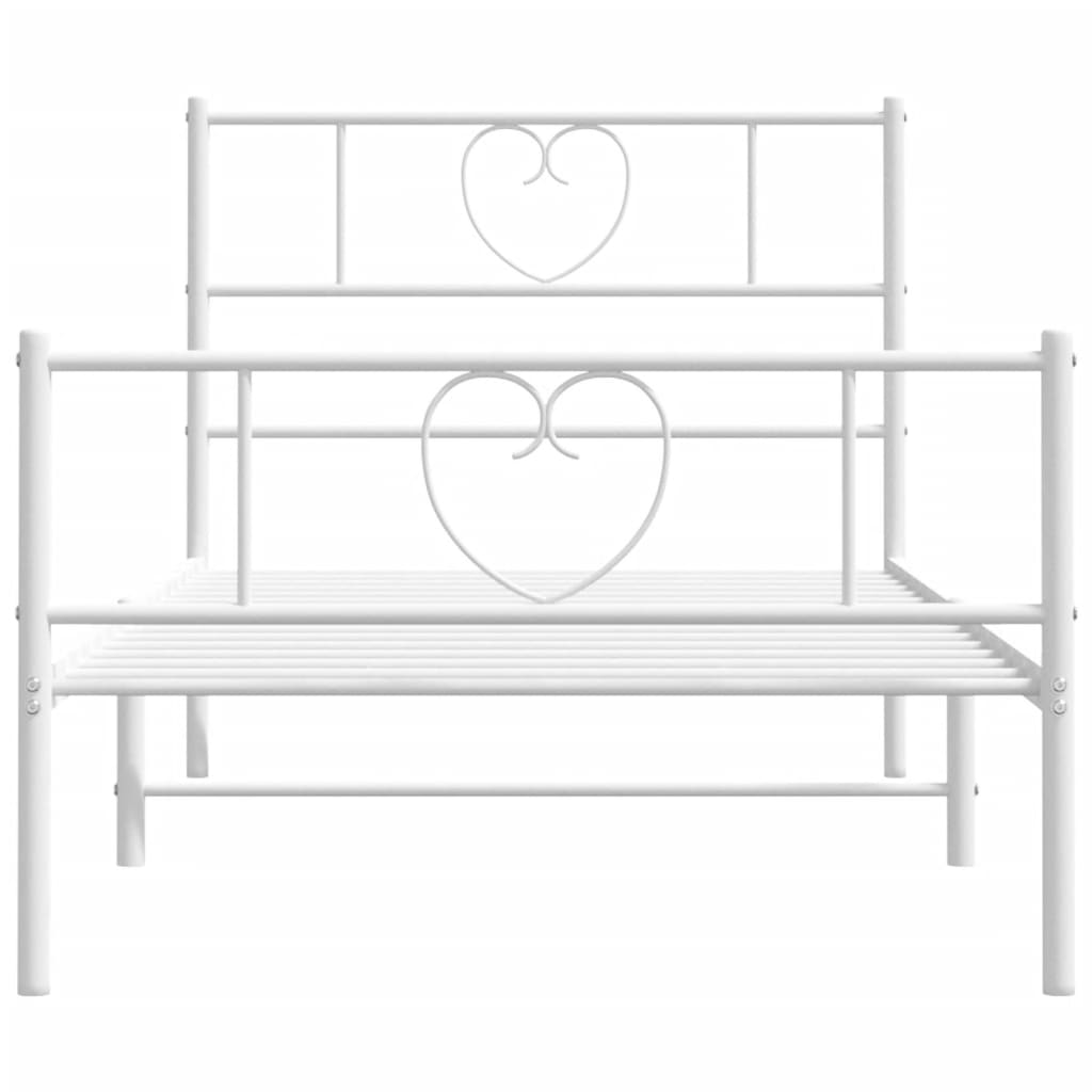 Estrutura de cama com cabeceira e pés 100x200 cm metal branco