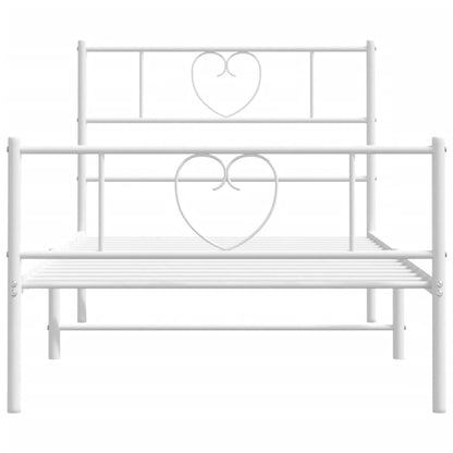 Estrutura de cama com cabeceira e pés 100x200 cm metal branco