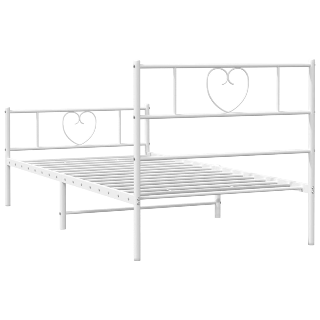 Estrutura de cama com cabeceira e pés 107x203 cm metal branco