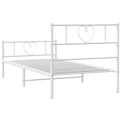 Estrutura de cama com cabeceira e pés 107x203 cm metal branco