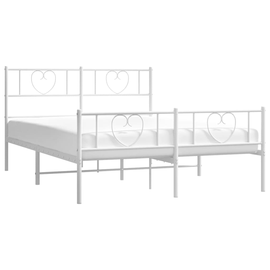 Estrutura de cama com cabeceira e pés 120x190 cm metal branco