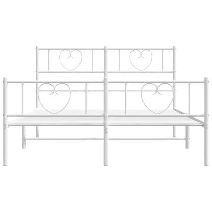 Estrutura de cama com cabeceira e pés 120x190 cm metal branco