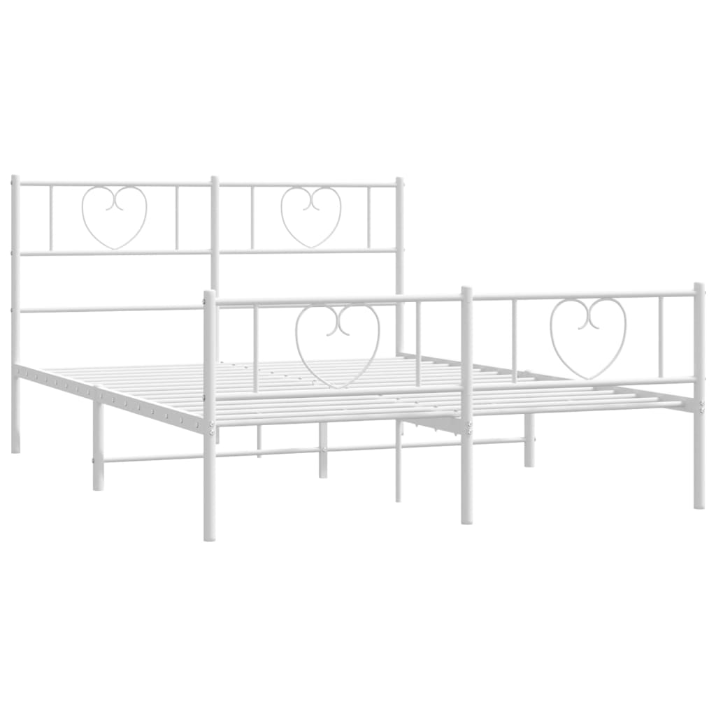 Estrutura de cama com cabeceira e pés 120x190 cm metal branco