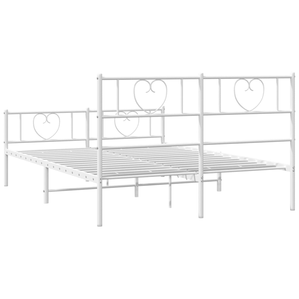 Estrutura de cama com cabeceira e pés 120x190 cm metal branco