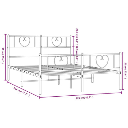 Estrutura de cama com cabeceira e pés 120x190 cm metal branco