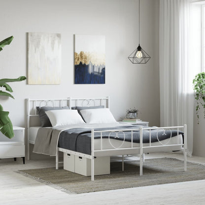 Estrutura de cama com cabeceira e pés 120x190 cm metal branco