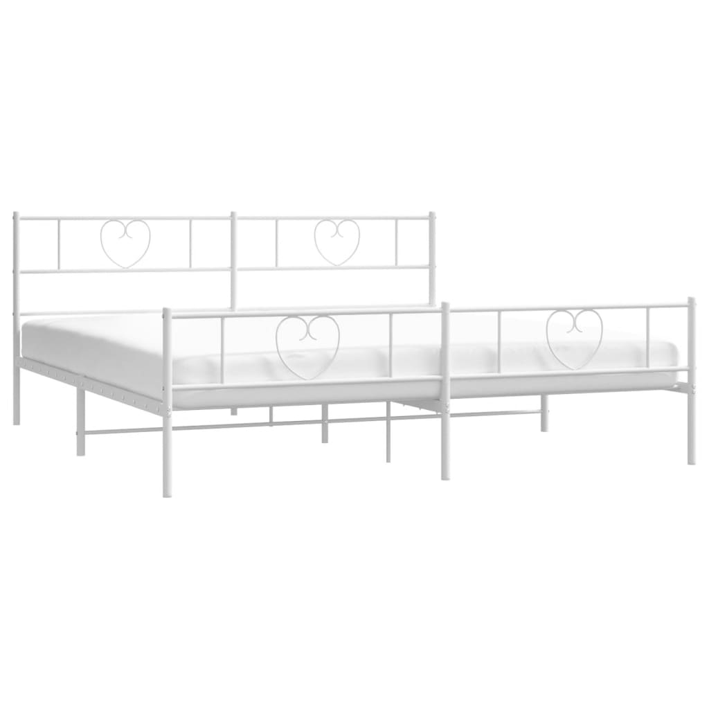 Estrutura de cama com cabeceira e pés 180x200 cm metal branco