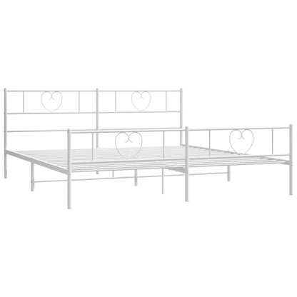 Estrutura de cama com cabeceira e pés 180x200 cm metal branco