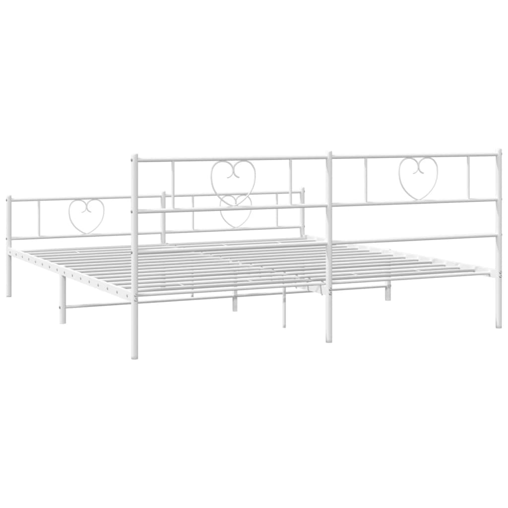 Estrutura de cama com cabeceira e pés 180x200 cm metal branco