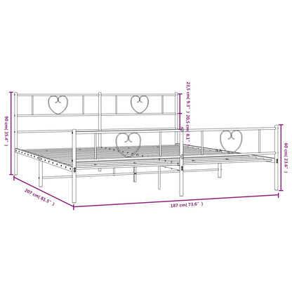 Estrutura de cama com cabeceira e pés 180x200 cm metal branco