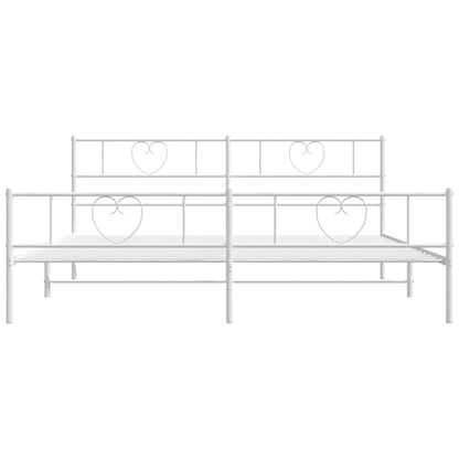 Estrutura de cama com cabeceira e pés 183x213 cm metal branco