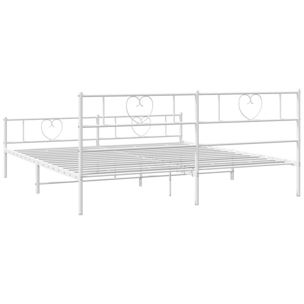 Estrutura de cama com cabeceira e pés 183x213 cm metal branco