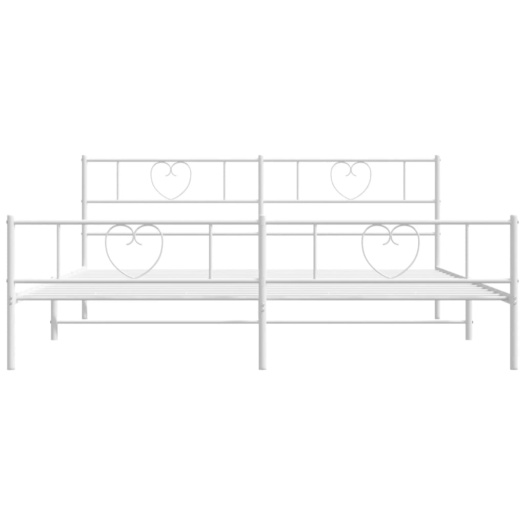 Estrutura de cama com cabeceira e pés 200x200 cm metal branco