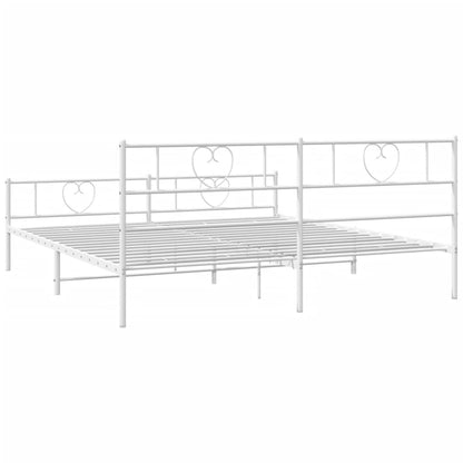 Estrutura de cama com cabeceira e pés 200x200 cm metal branco