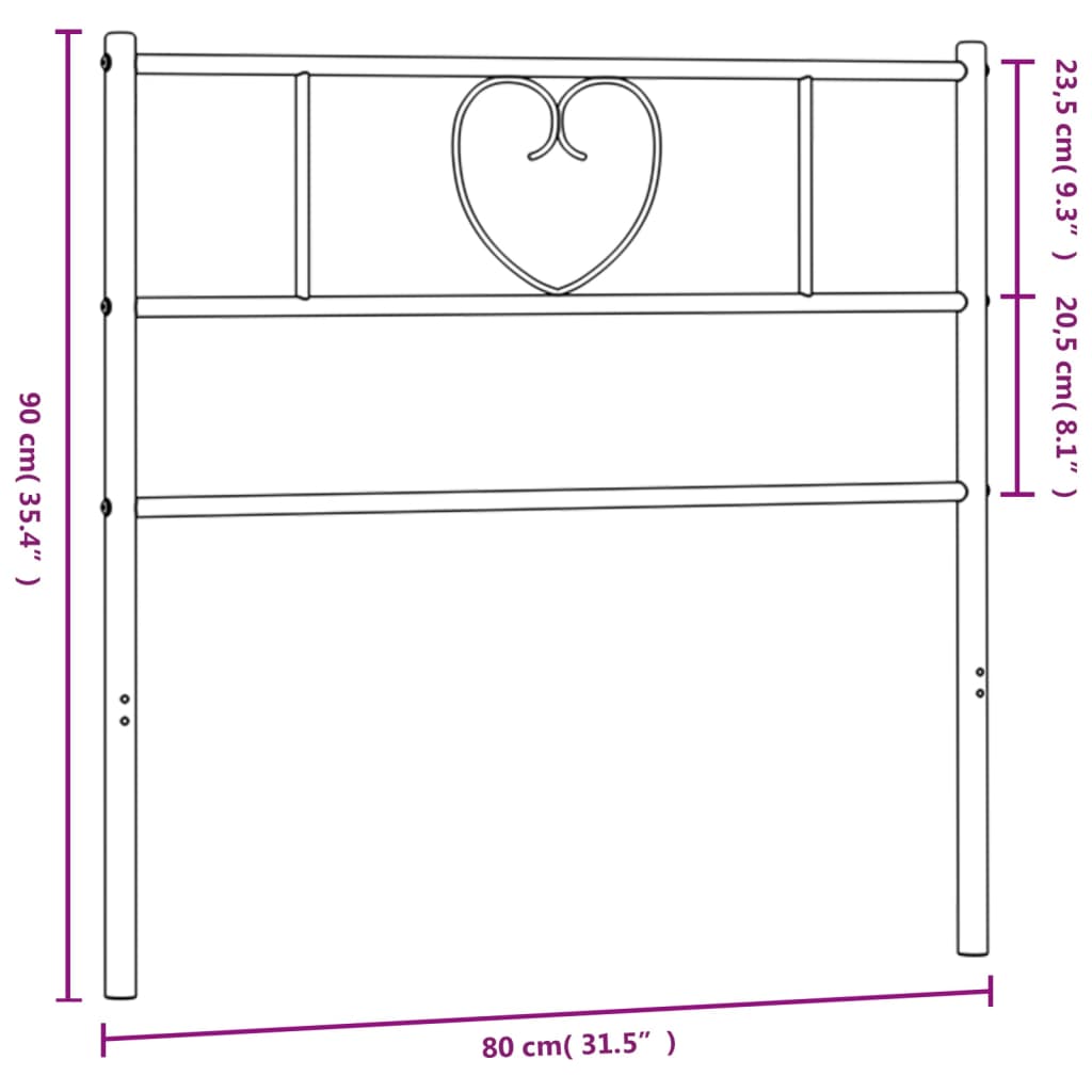 Cabeceira de cama 75 cm metal branco