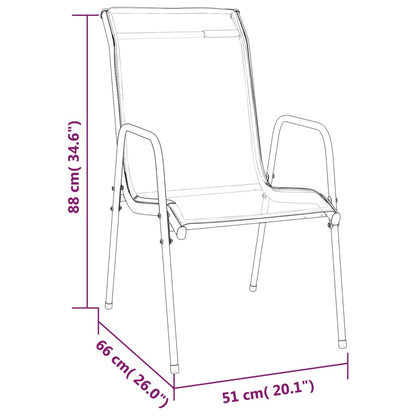 3 pcs conjunto de jantar para jardim aço e textilene preto