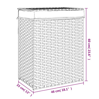 Cesto p/ roupa suja c/ tampa 46x33x60cm vime PE castanho-escuro