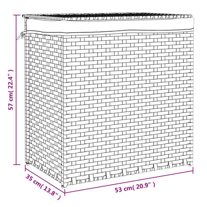 Cesto para roupa suja com 2 secções 53x35x57 cm vime PE