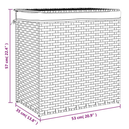 Cesto p/ roupa suja c/ 2 secções 53x35x57 cm vime PE preto