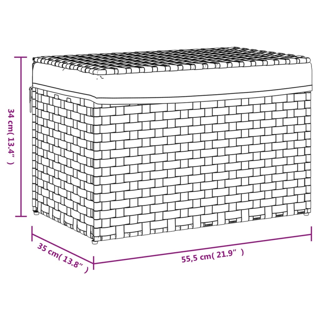 Cesto roupa suja c/ tampa 55,5x35x34 cm vime PE castanho-escuro