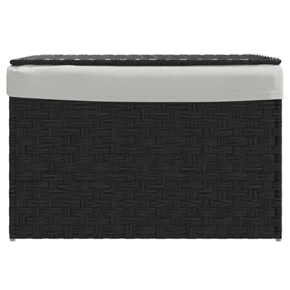 Cesto para roupa suja com tampa 55,5x35x34 cm vime PE preto