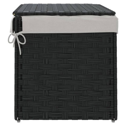 Cesto para roupa suja com tampa 55,5x35x34 cm vime PE preto