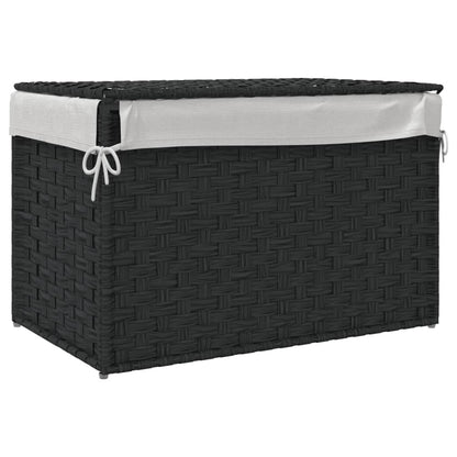 Cesto para roupa suja com tampa 55,5x35x34 cm vime PE preto