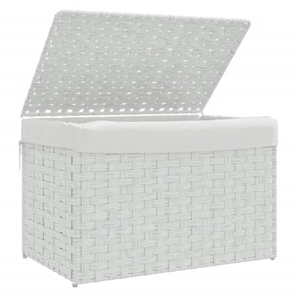 Cesto para roupa suja com tampa 55,5x35x34 cm vime PE branco