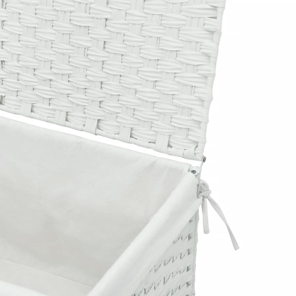 Cesto para roupa suja com tampa 55,5x35x34 cm vime PE branco