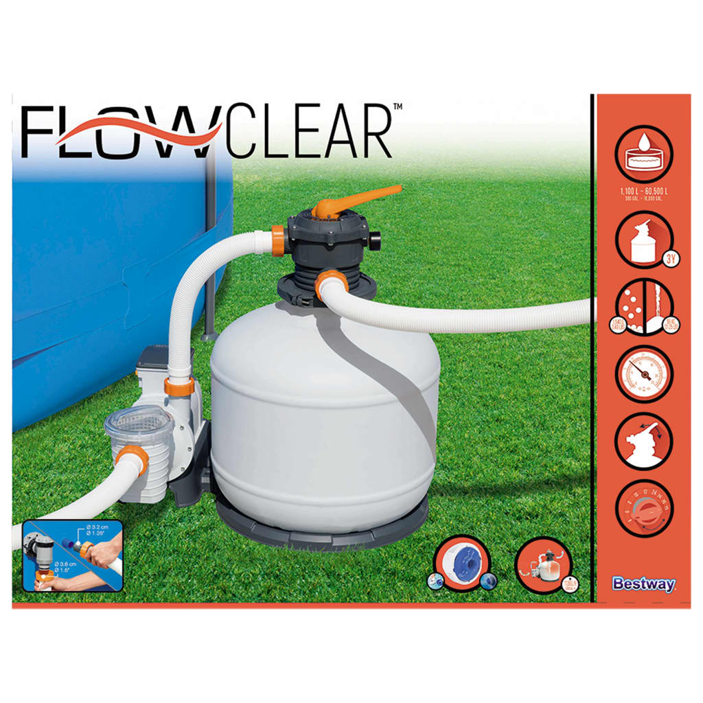 Bestway Bomba de filtragem por areia Flowclear 11355 L/h