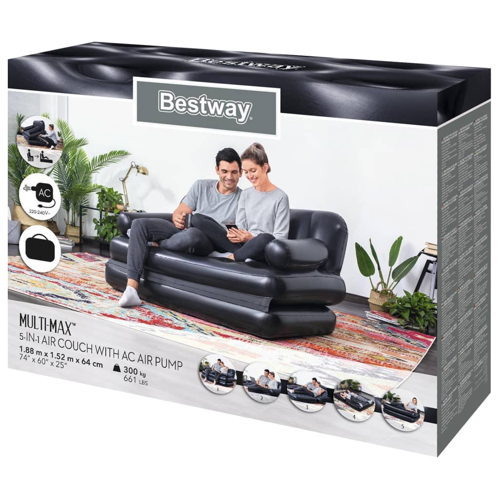 Bestway Sofá-cama duplo insuflável 5-em-1 188x152x64 cm