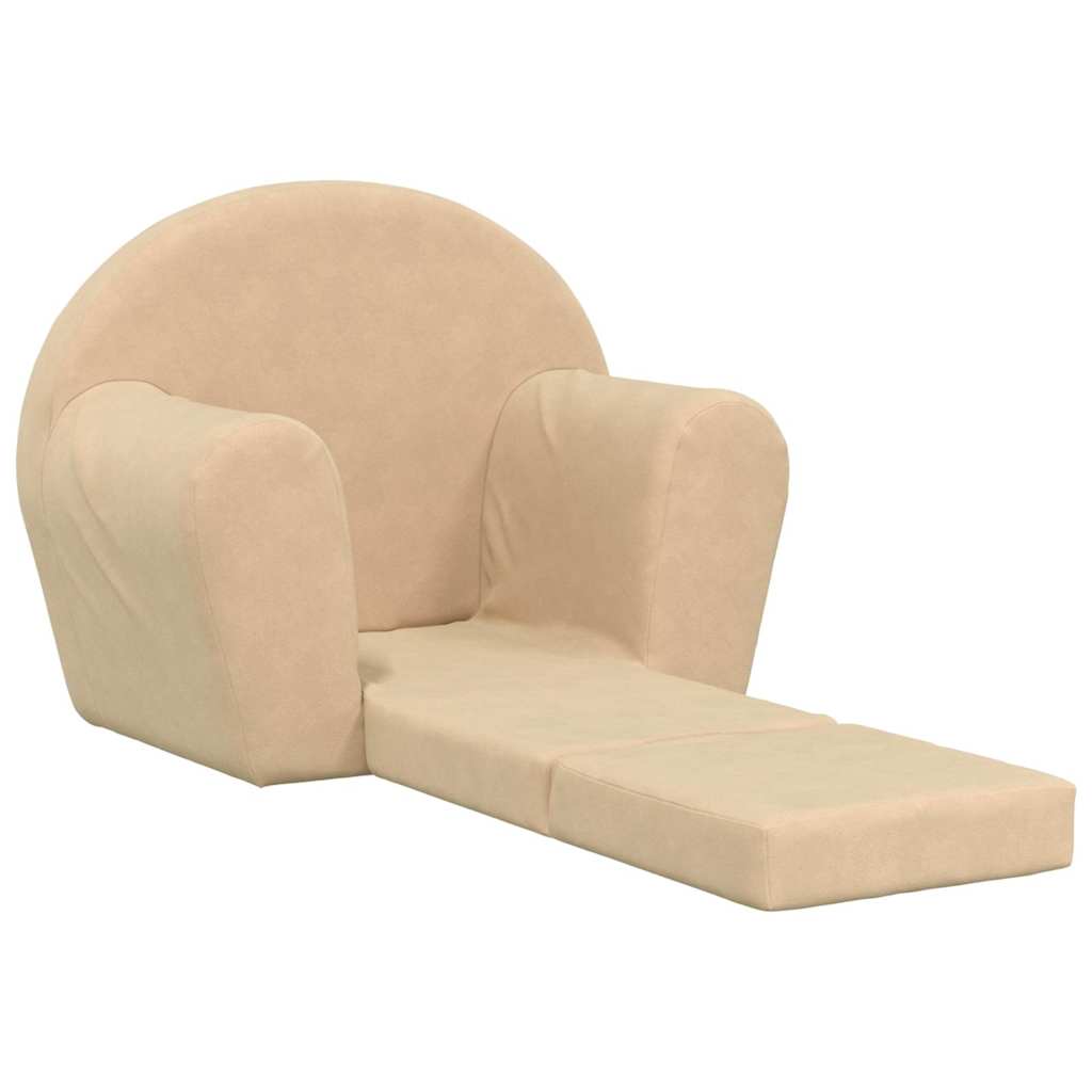 Sofá-cama infantil peluche macio creme