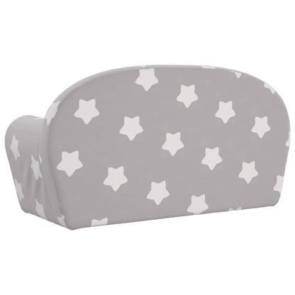 Sofá-cama infantil 2 lugares c/ estrelas pelúcia cinzento-claro