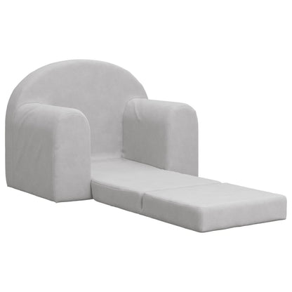 Sofá-cama infantil pelúcia macia cinzento-claro