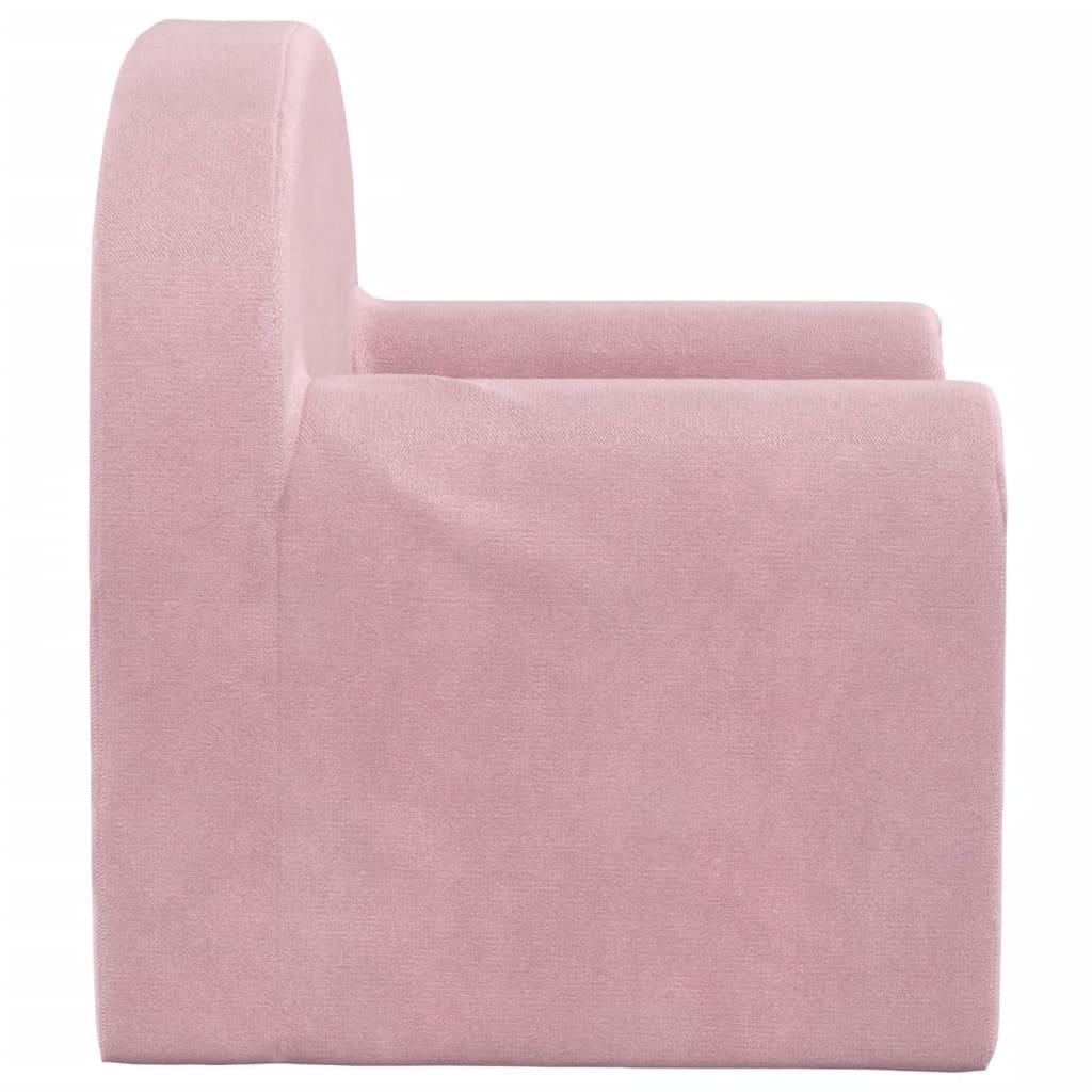 Sofá-cama infantil de pelúcia rosa