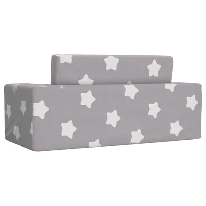 Sofá-cama infantil 2 lugares c/ estrelas pelúcia cinzento-claro