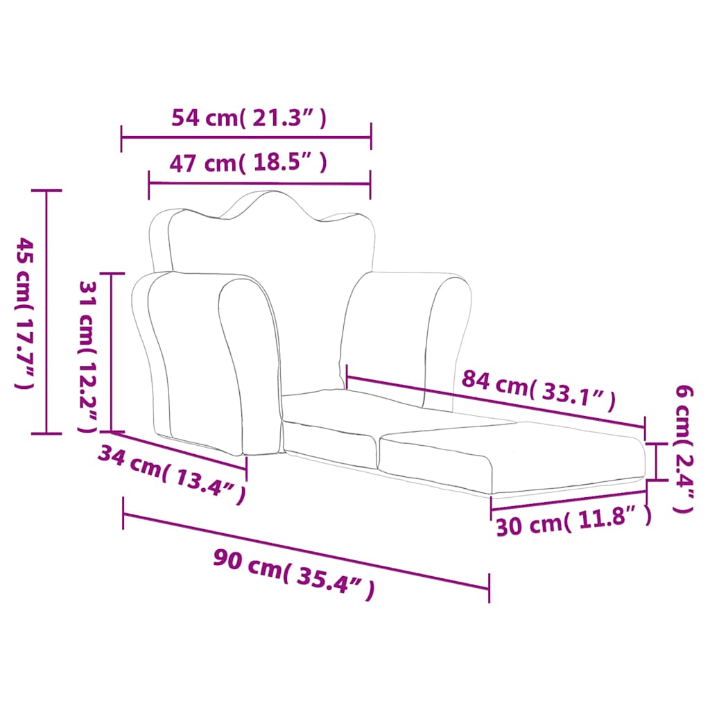 Sofá-cama infantil peluche macio creme