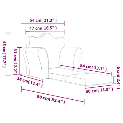 Sofá-cama infantil peluche macio creme