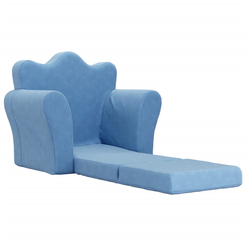 Sofá-cama infantil pelúcia macia azul