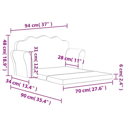 Sofá-cama infantil 2 lugares c/ estrelas pelúcia cinzento-claro