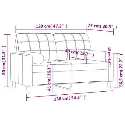 Sofá 2 lugares + almofadas decorativas 120 cm tecido castanho