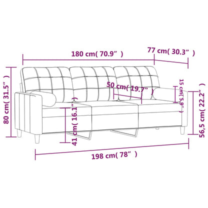 Sofá 3 lug. +almofadas decoração 180cm tecido cinza-acastanhado