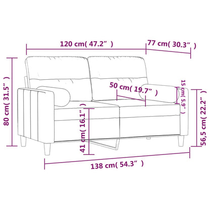 Sofá 2 lug. +almofadas decoração 120cm tecido cinza-acastanhado